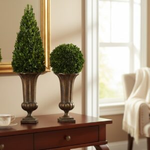 Mantle Topiary Set in Fluted Urn.