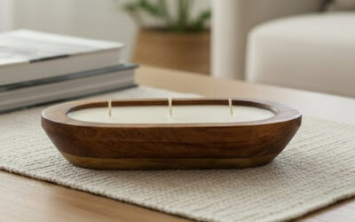 10″ Mango Wood Dough Bowl Candle – Hand Poured Soy & Essential Oils