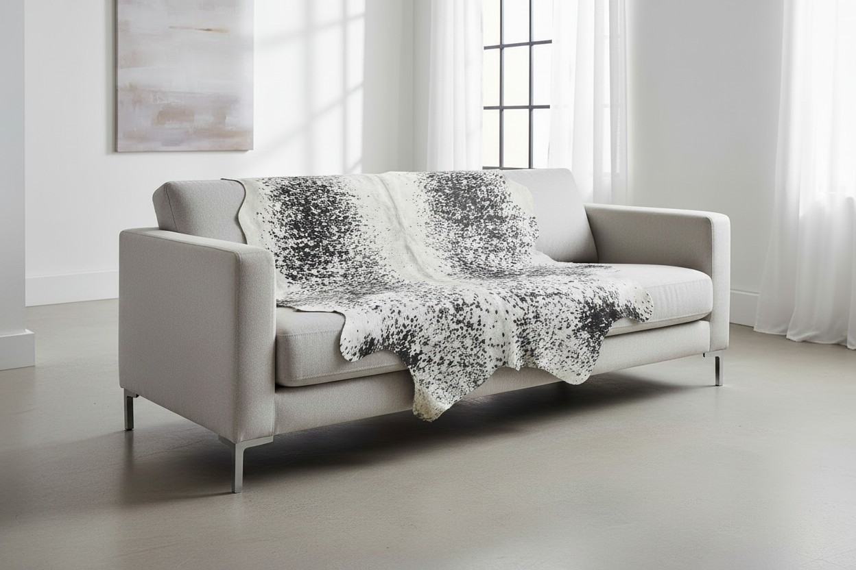 Salt & Pepper Brazilian Cowhide Rug - Image 6