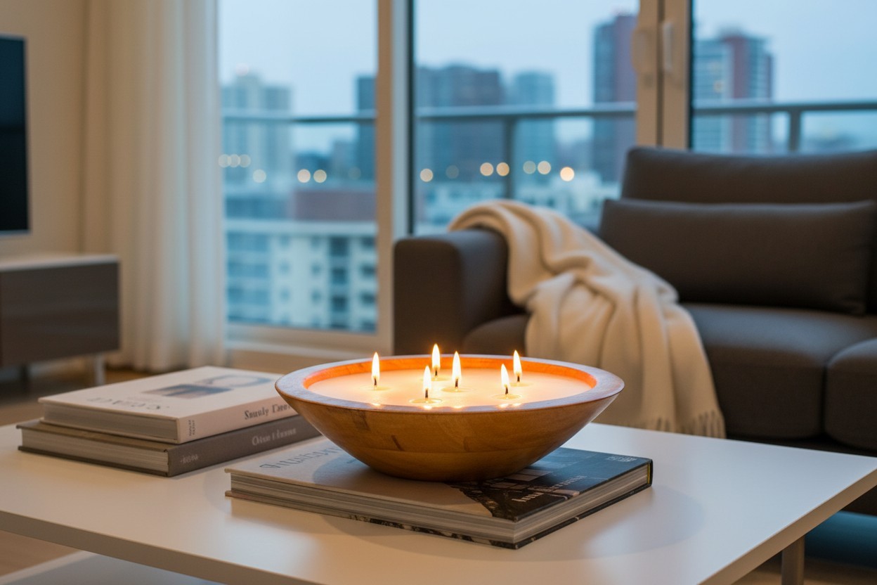 Mango Wood Bowl Candle Collection | Walnut or Natural Finish | 15.5 &12"D| - Image 6