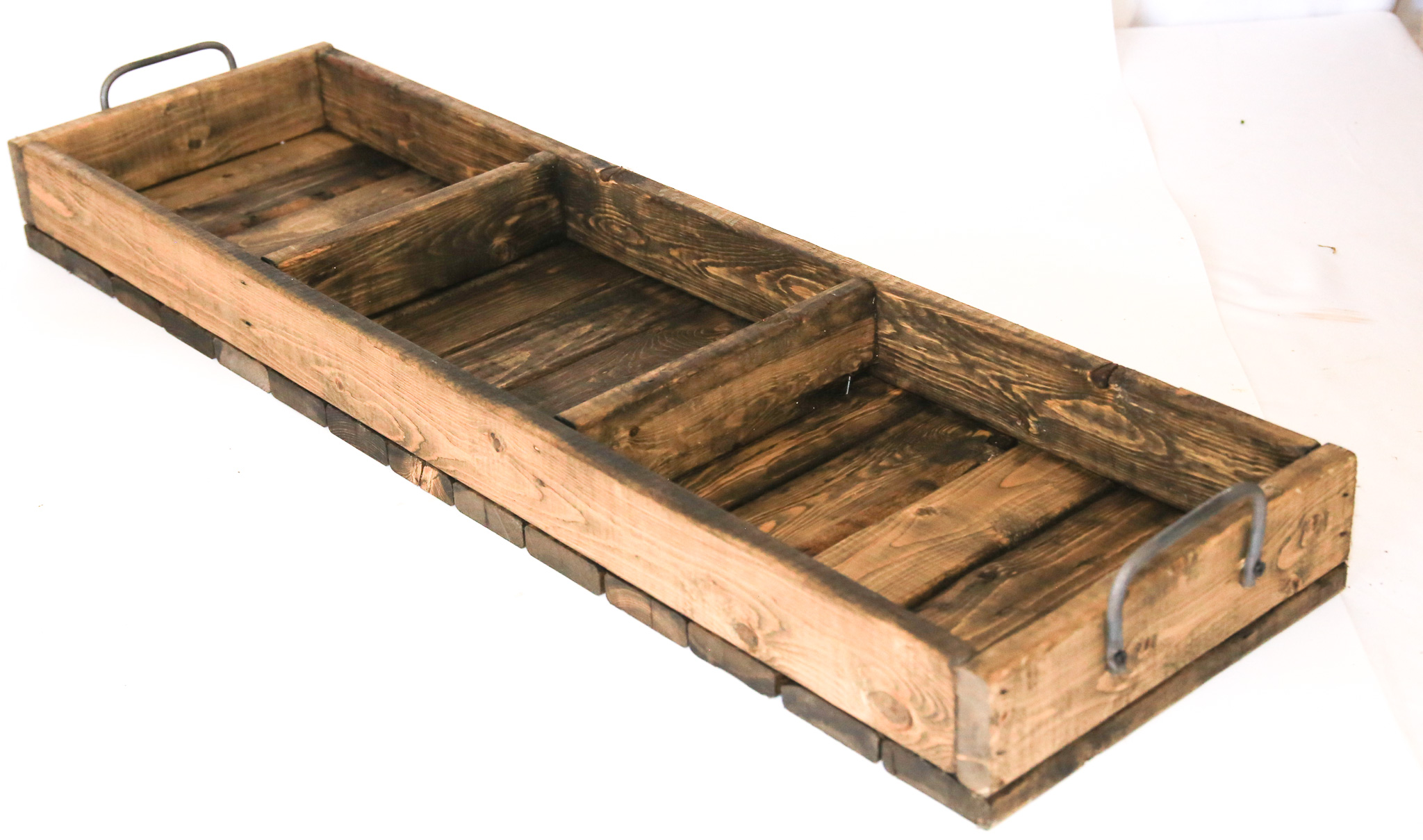 Three Compartment Long Wood Tray - Image 3