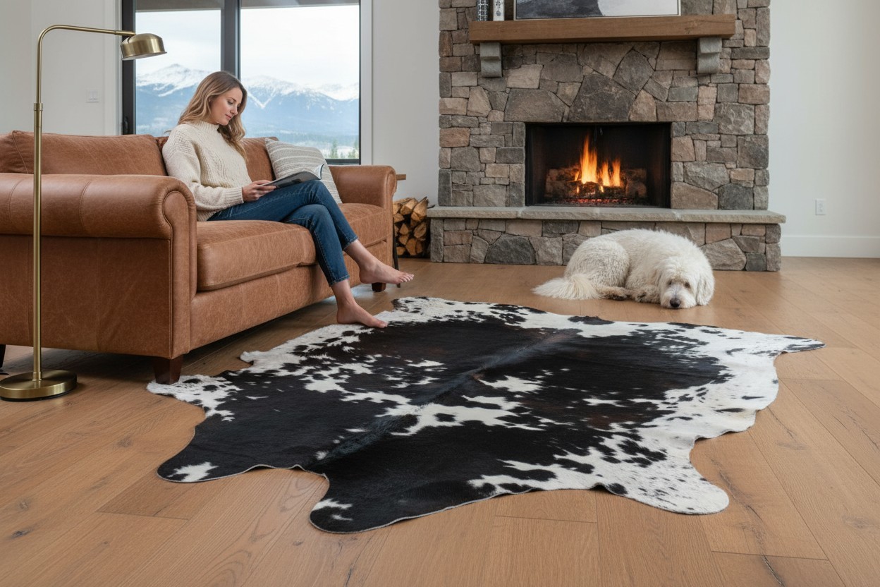 5-Piece Assorted Brazilian Cowhide Rug Bundle - Image 7