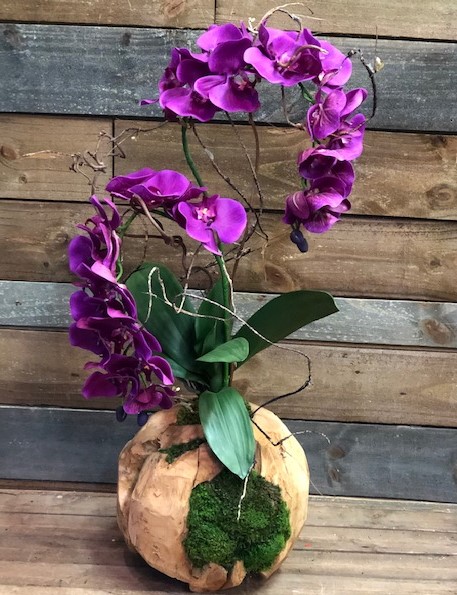 Wood Sphere Orchid Fuchsia